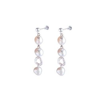 Silver earrings three pearls 5600499165119