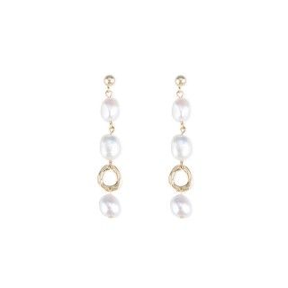 Golden silver earrings with three pearls 5600499165126