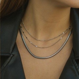 Silver stainless steel necklace with crushed chain 5600499163993