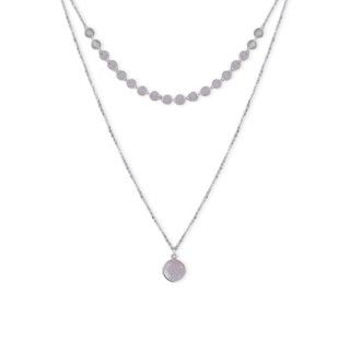 Necklace in silver 925 double flat plates and round pendant 5600499165379