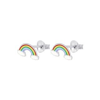 Silver rainbow stud earrings 5609232433362