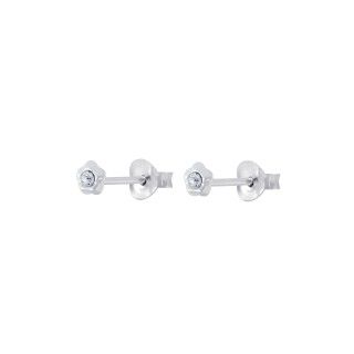Silver flower crystal stud earrings - Crystal 5609232433737