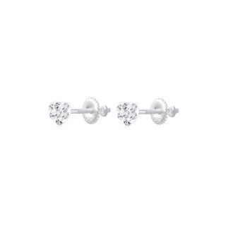 Silver heart screw back earrings - Light Siam 5609232434048