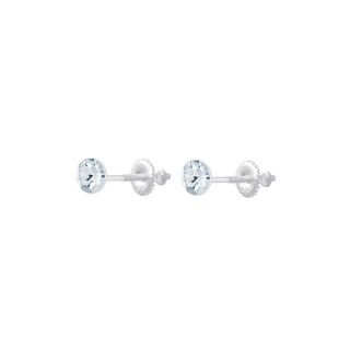 Round crystal silver screw back earrings - Crystal 5609232434116