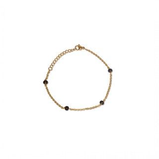 Pulseira ao dourada contas pretas 5600499163429