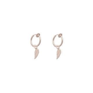 Golden hoop earrings with stainless steel wing pendant 5600499166024