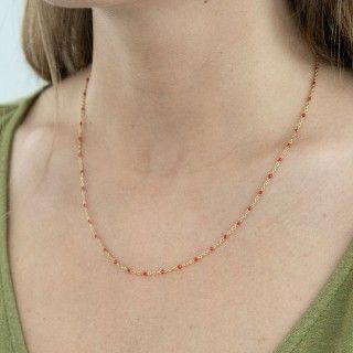 Golden steel necklace with beads 5609232441671