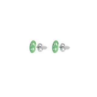 Brass green peace symbol earrings 5600499111505
