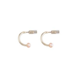 Pink Pearl Half Hoop Earrings 5600499128046