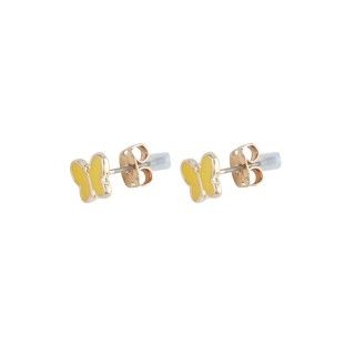 Yellow butterfly brass earrings 5600499166727