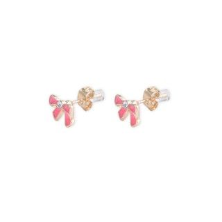 Pink bow brass earrings 5600499167113