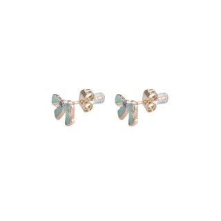 Green bow brass earrings 5600499167120