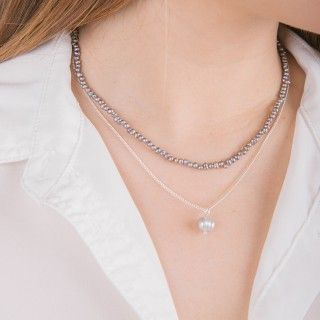 Brass necklace with beads 5609232474105