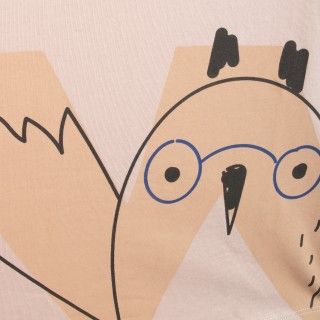 T-shirt manga comprida menino algodão orgânico "W" Owl 5609232495896