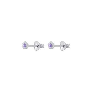 Silver flower crystal stud earrings - Crystal 5609232578841