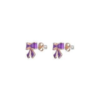 Purple bow brass earrings 5600499101223