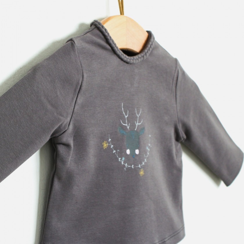 Baby long sleeve t-shirt cotton Floewrs Deer