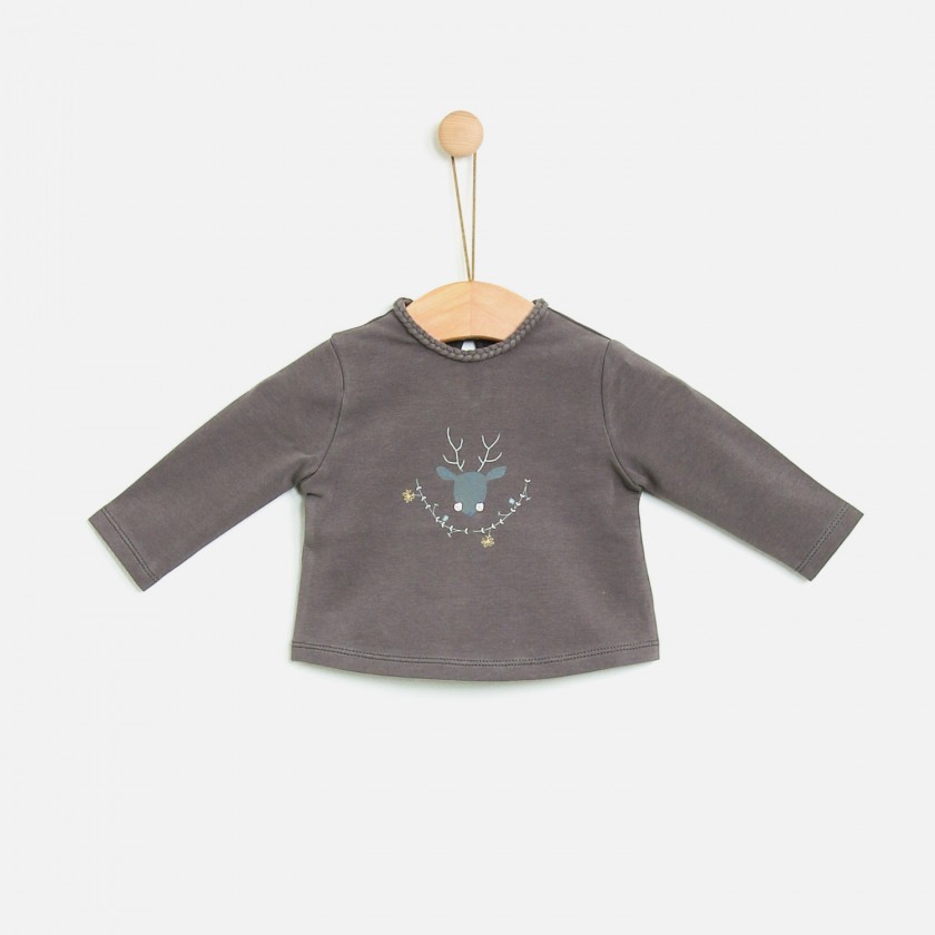 Baby long sleeve t-shirt cotton Floewrs Deer