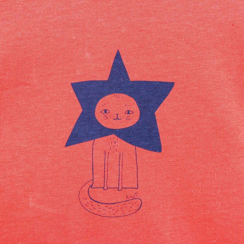 T-shirt manga comprida menina algodo Gato Estrela