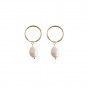 Silver hoops with iregular pearl