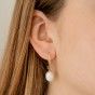 Silver hoops with iregular pearl