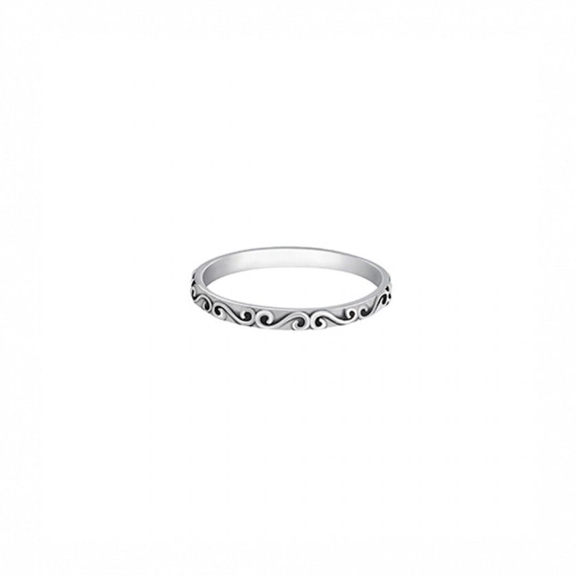 Embossed silver steel ring