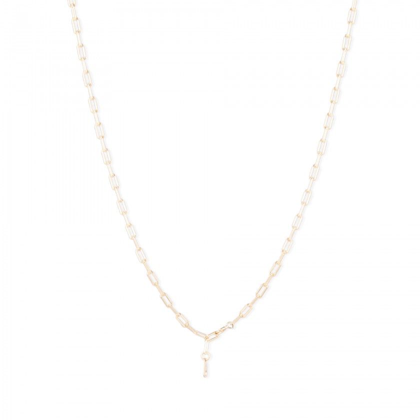 Golden silver necklace with wide chain