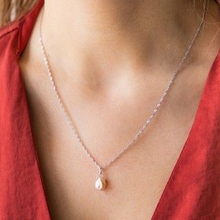 Colar prata prola irregular