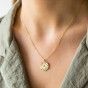 Golden silver necklace with round pendant