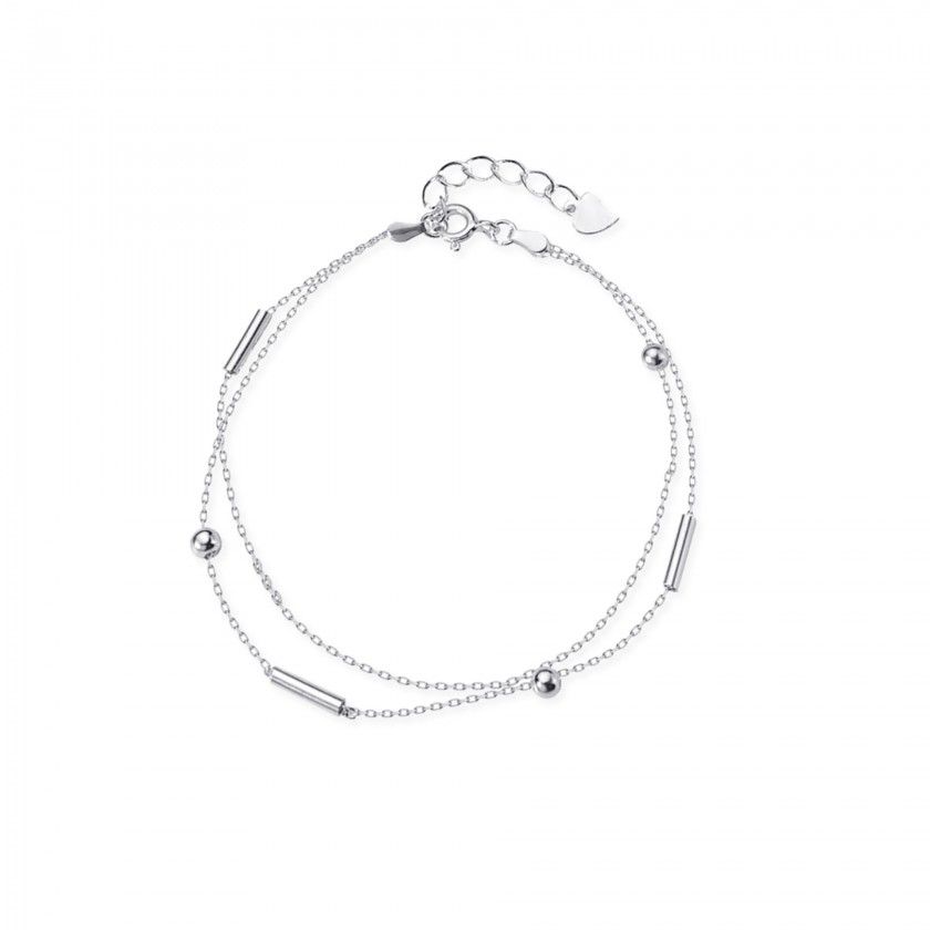 Double silver steel bracelet