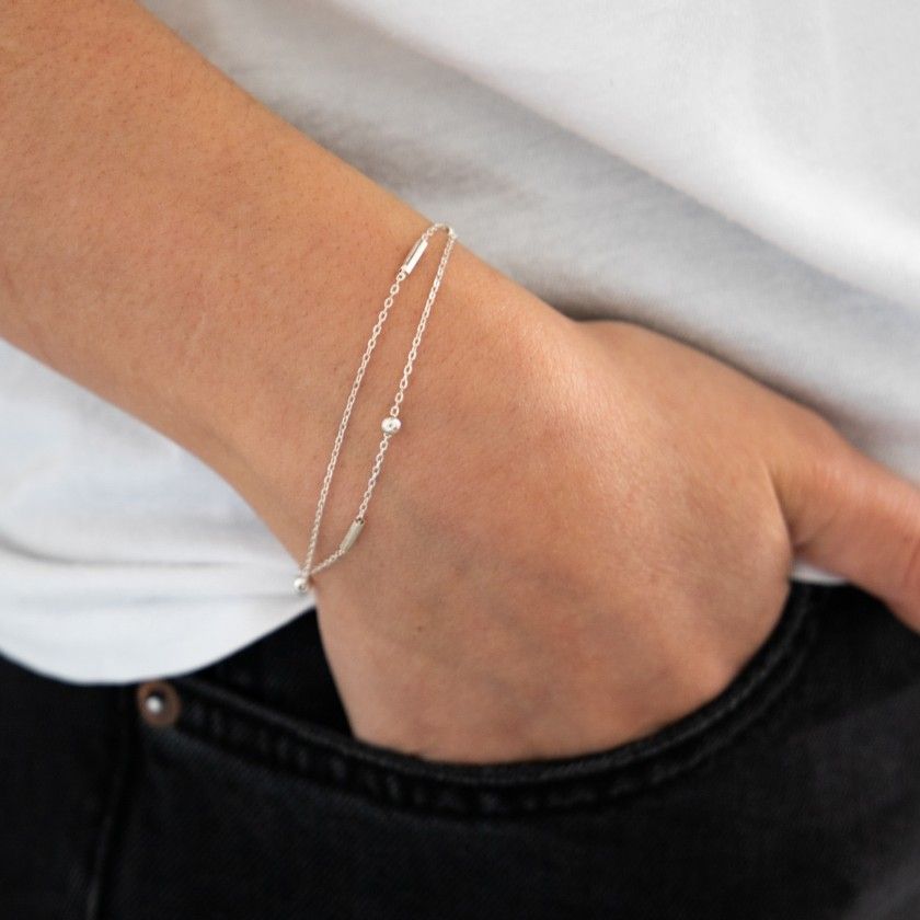 Double silver steel bracelet