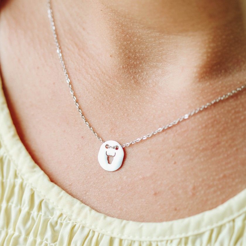Stainless steel taurus silver necklace