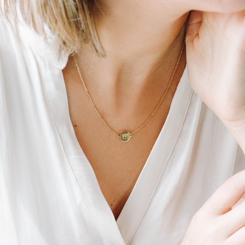 3 boys mum gold steel necklace