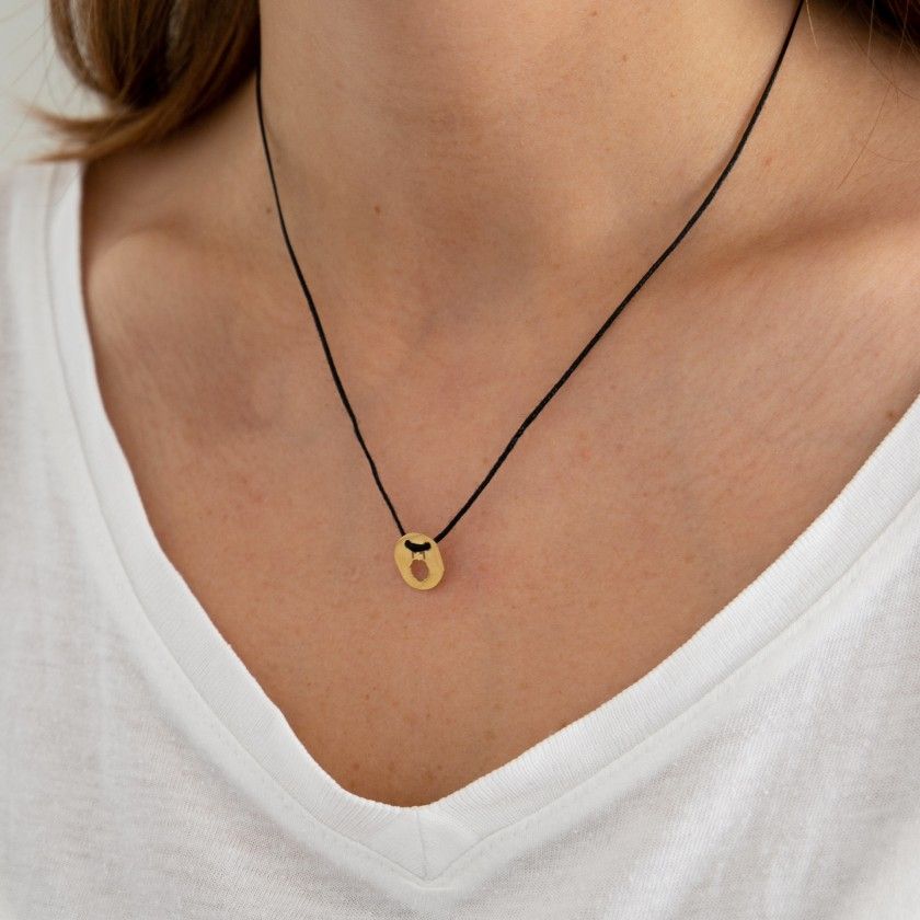Cord necklace with golden  leo