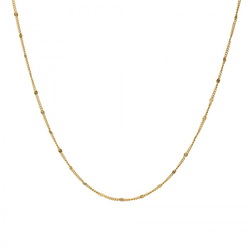 Golden chain necklace with hammered stainless steel effect