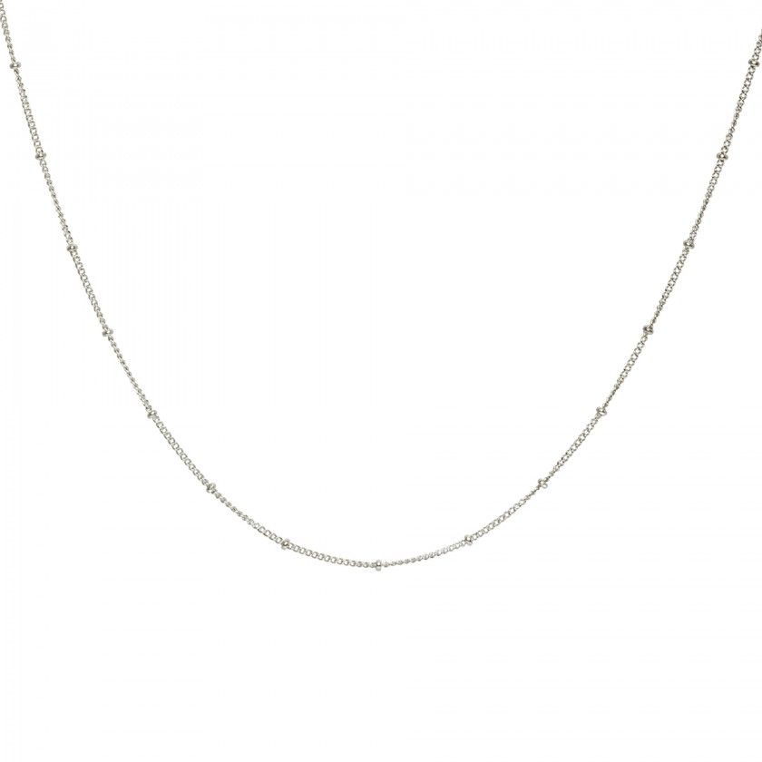 Silver stainless steel chain necklace with small balls