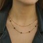 Golden stainless steel necklace with large black beads