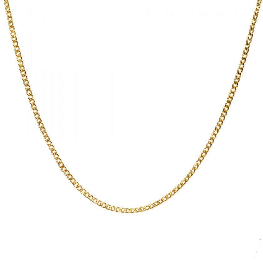 Golden fine braided chain necklace in stainless steel