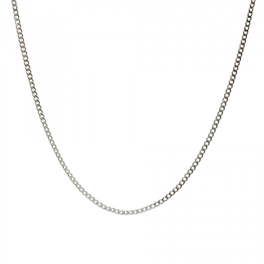 Silver fine braided chain necklace in stainless steel
