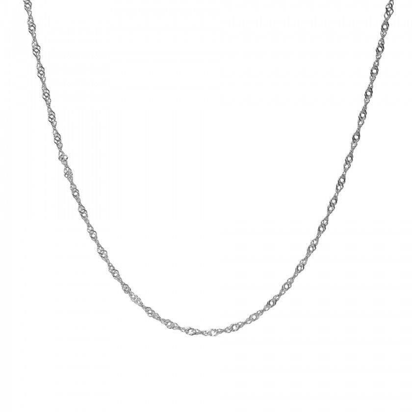 Silver stainless steel necklace with crushed interlaced chain