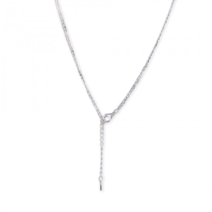Necklace in silver 925 double flat plates and round pendant