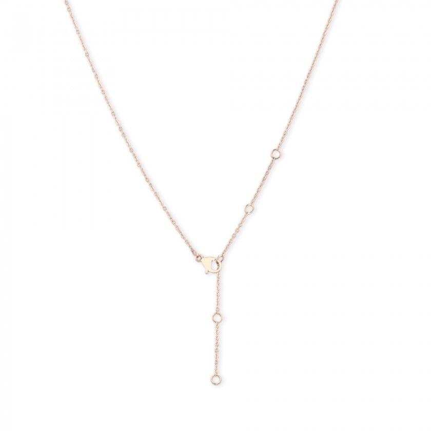 Golden stainless steel necklace with blue beads