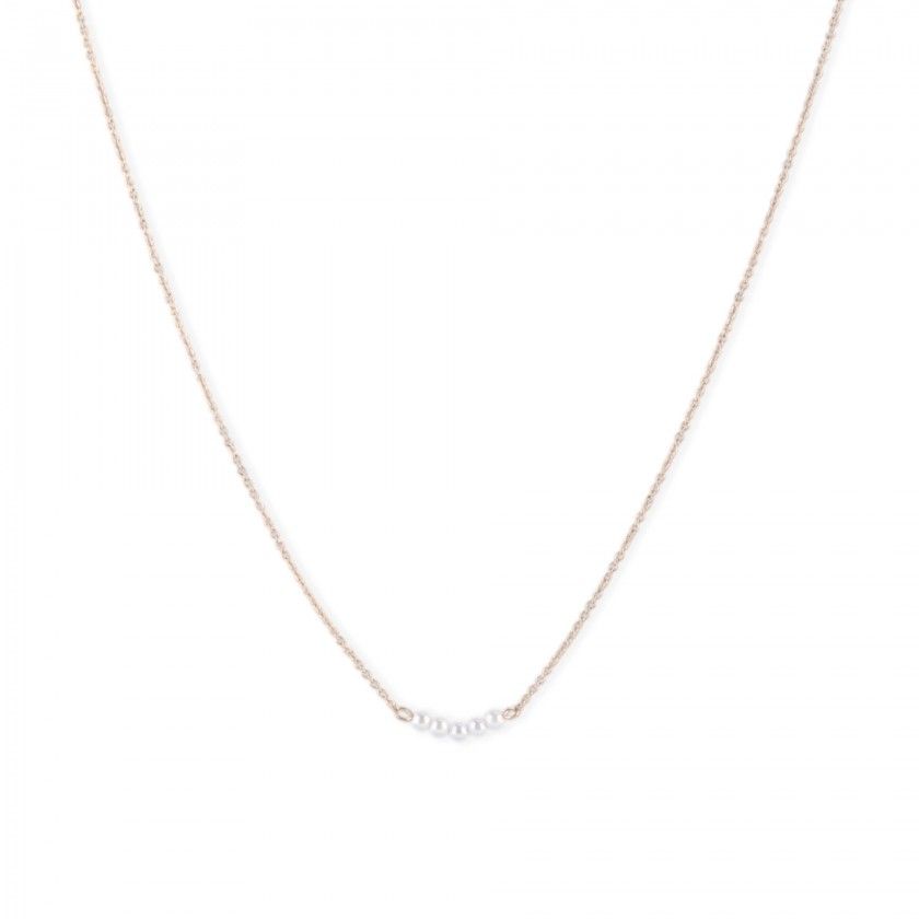 Golden stainless steel necklace with pearls