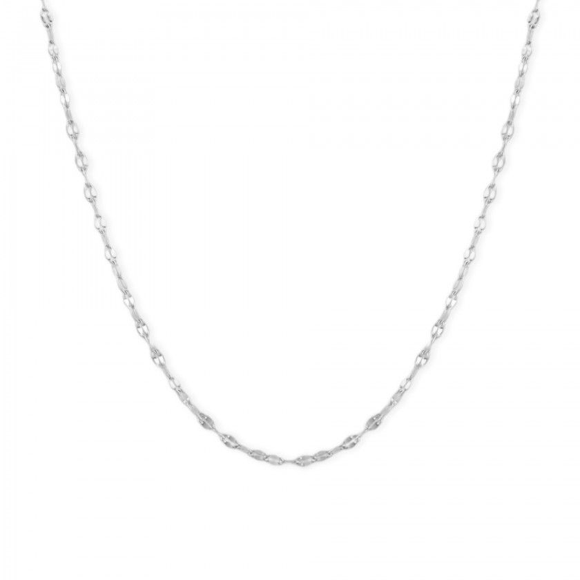 Silver necklace in stainless steel with twisted mesh