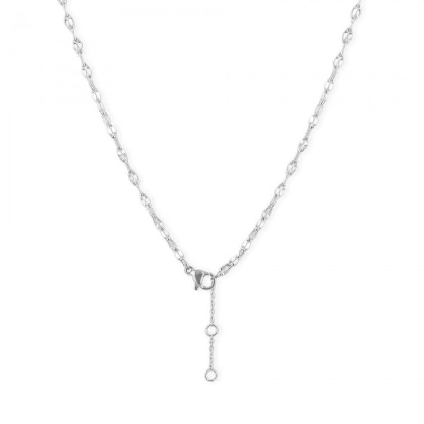 Silver necklace in stainless steel with twisted mesh