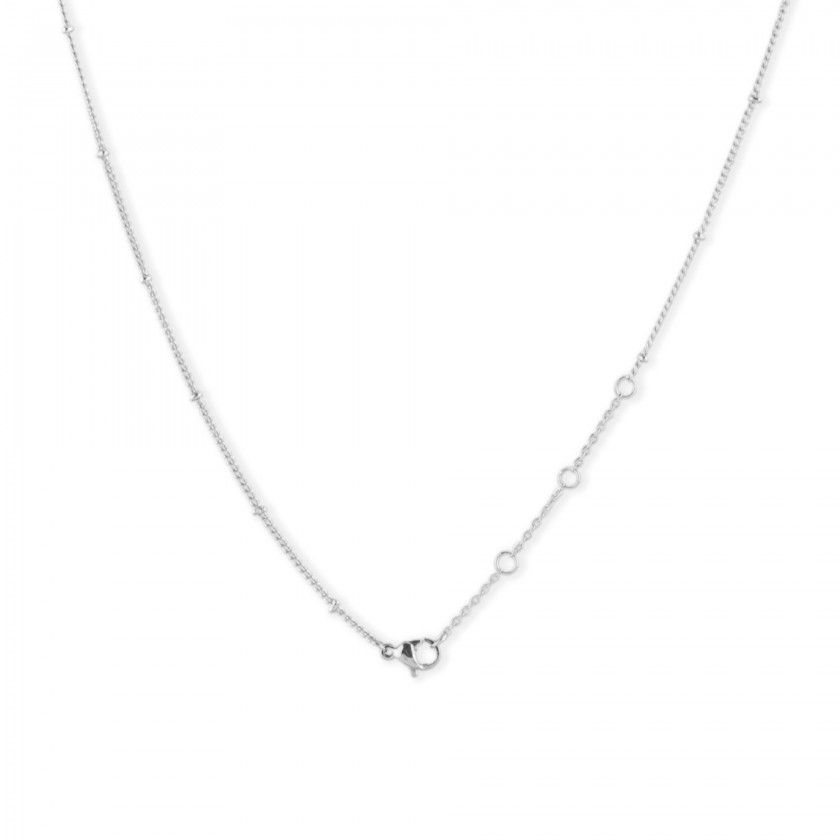 Silver stainless steel necklace with small pearl