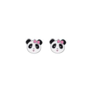 Silver panda stud earrings