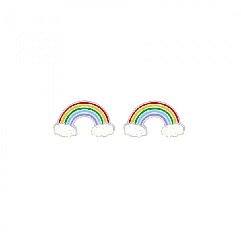 Silver rainbow stud earrings