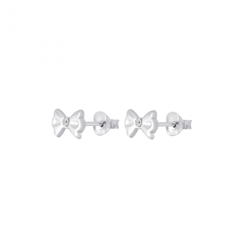 Silver bow stud earrings - Rose