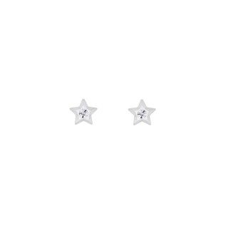 Silver star crystal stud earrings - Crystal